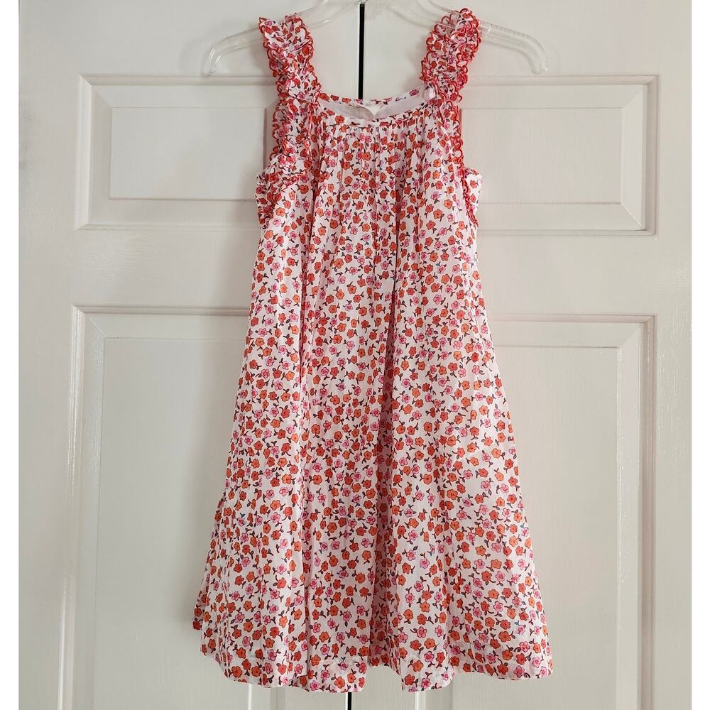 Crewcuts Girls'‎ ruffle-trim summer floral sleeveless orange pink dress sz10